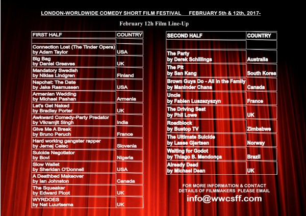 FILM LINE-UP FEBRUARY 12 