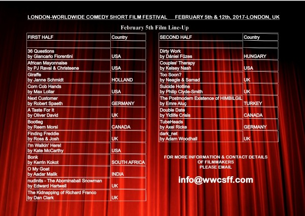 FILM LINE-UP FEBRUARY 5 